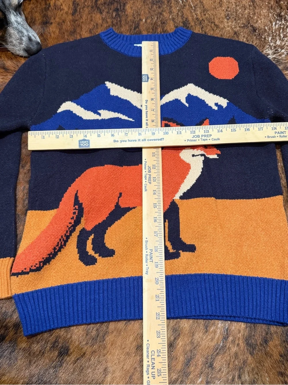 OXKnit Men's Dark Blue Retro 1974 Jacquard Crew Neck Knit Sweater Sz M 70’s